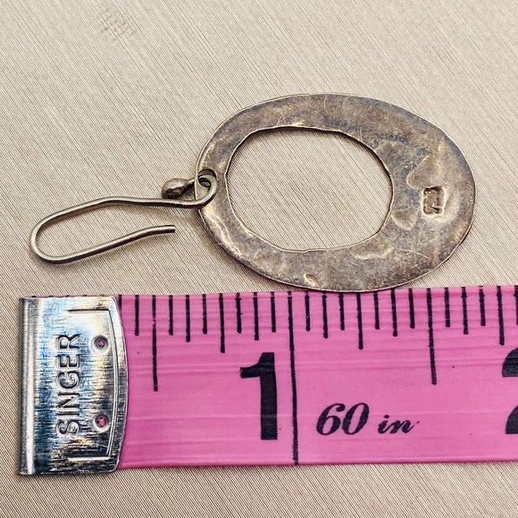 EUC Handcrafted 925 Sterling Silver Oval Dangle Shepherd Hook Earrings - Picture 12 of 13